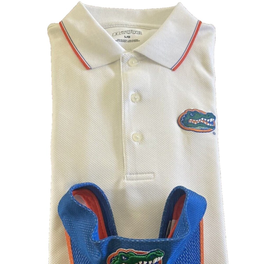 Florida Gators Polo Shirt (Large) & Adjustable Visor Bundle - PGA Tour